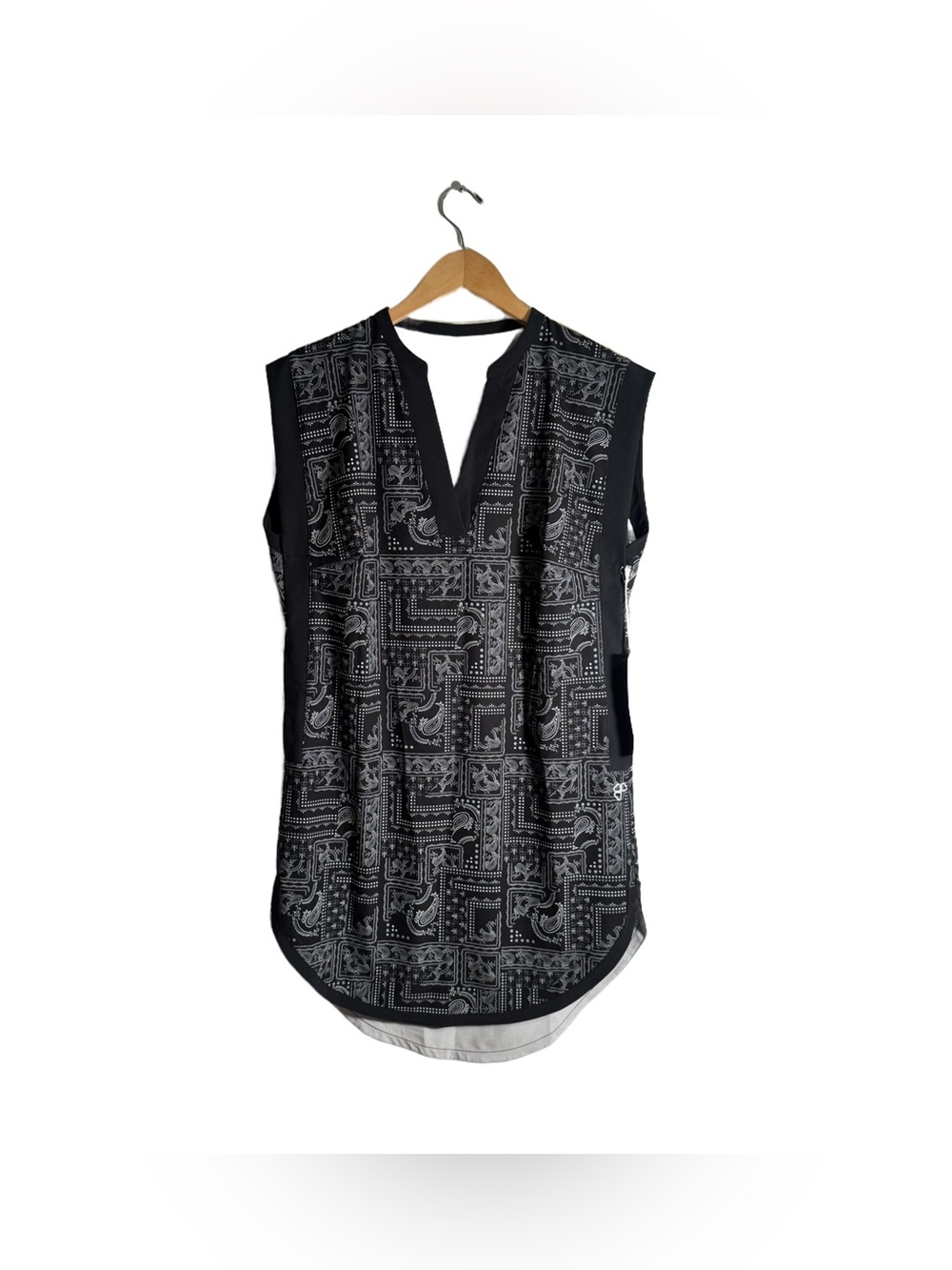 Krimson Klover Bandanna Print Tunic Dress Women's Small Casual Travel Black NWT